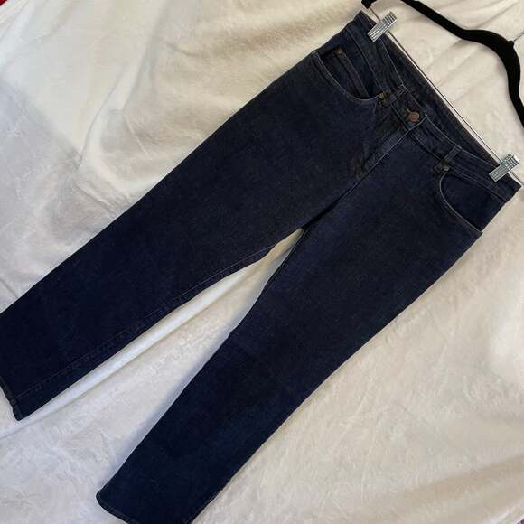 Eileen Fisher dark wash jeans slim leg high rise‎ eco stretch denim sustainable - Picture 1 of 8